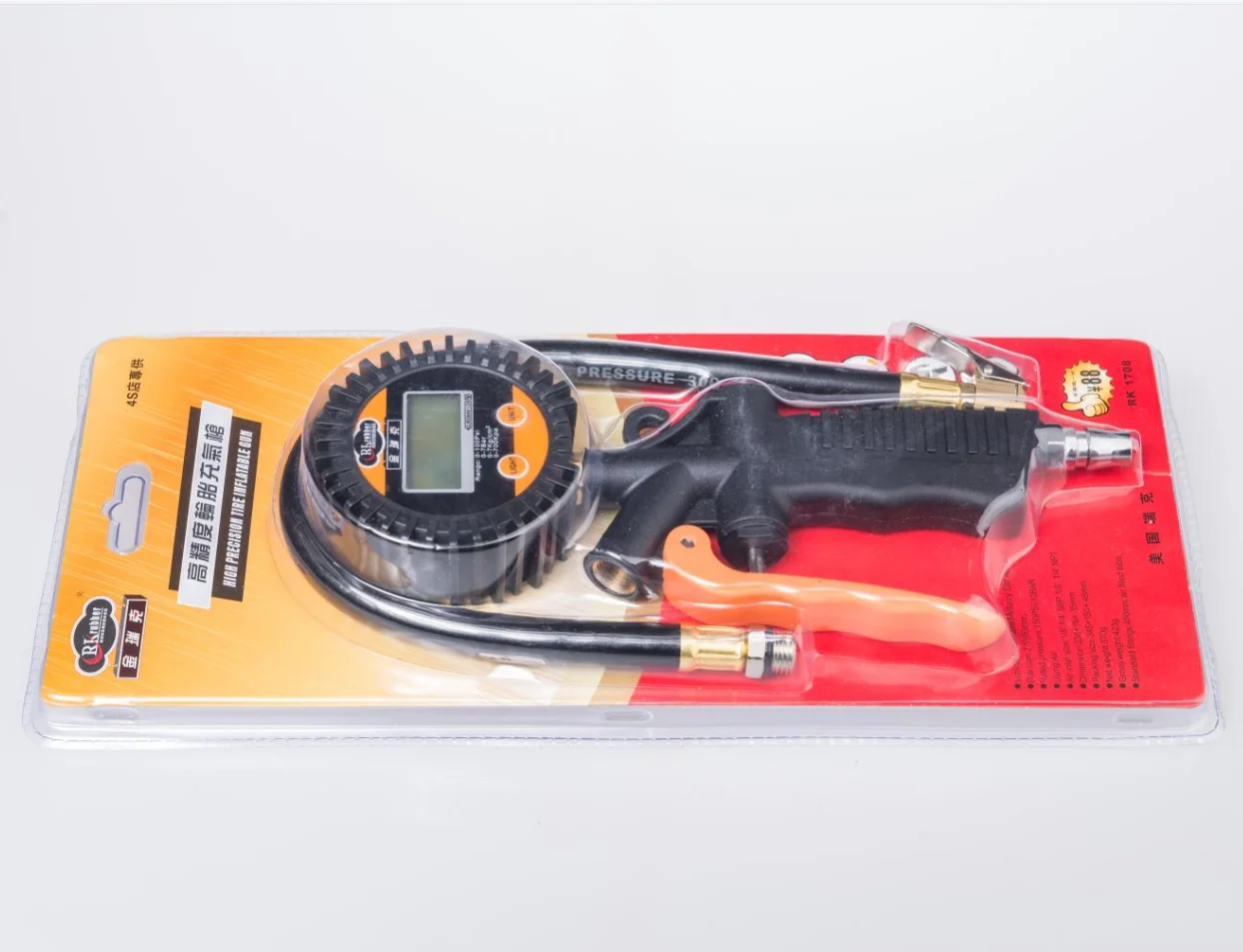 Rk Brand Digital Tire Inflatable Kit with Digital Pressure Gauge for Auto Truck Car Motorcycle Tire 