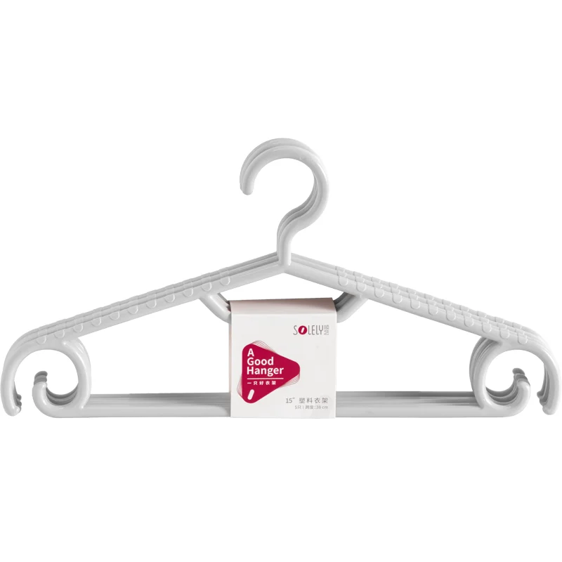 SOLELY Factory's Hot Sale 15 inch Plastic Hanger with Wind-proof Lateral Hooks Wardrobe Balcony Bathroom Living room