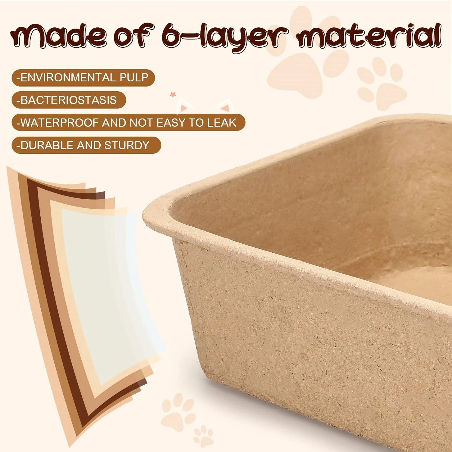 Extra Large Disposable Cat Litter Box Easy Clean Paper Cat Litter Tray