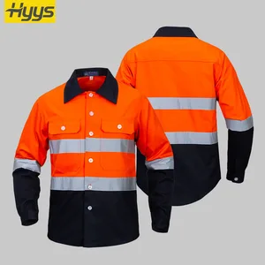 Hi Visibility Workwear Reflective Strips Work Shirts Construction Work Clothes Jacket Hi Vis Fluorescent Orange Work Uniforms