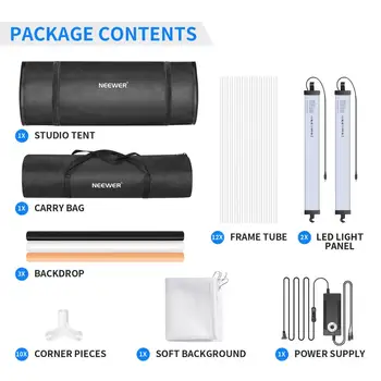 Neewer Photo Light Box Kit Studio Photography Lighting Shooting Tent with 2 LED Light Panel (100pcs LED Beads)/3 Color Backdrops detail image
