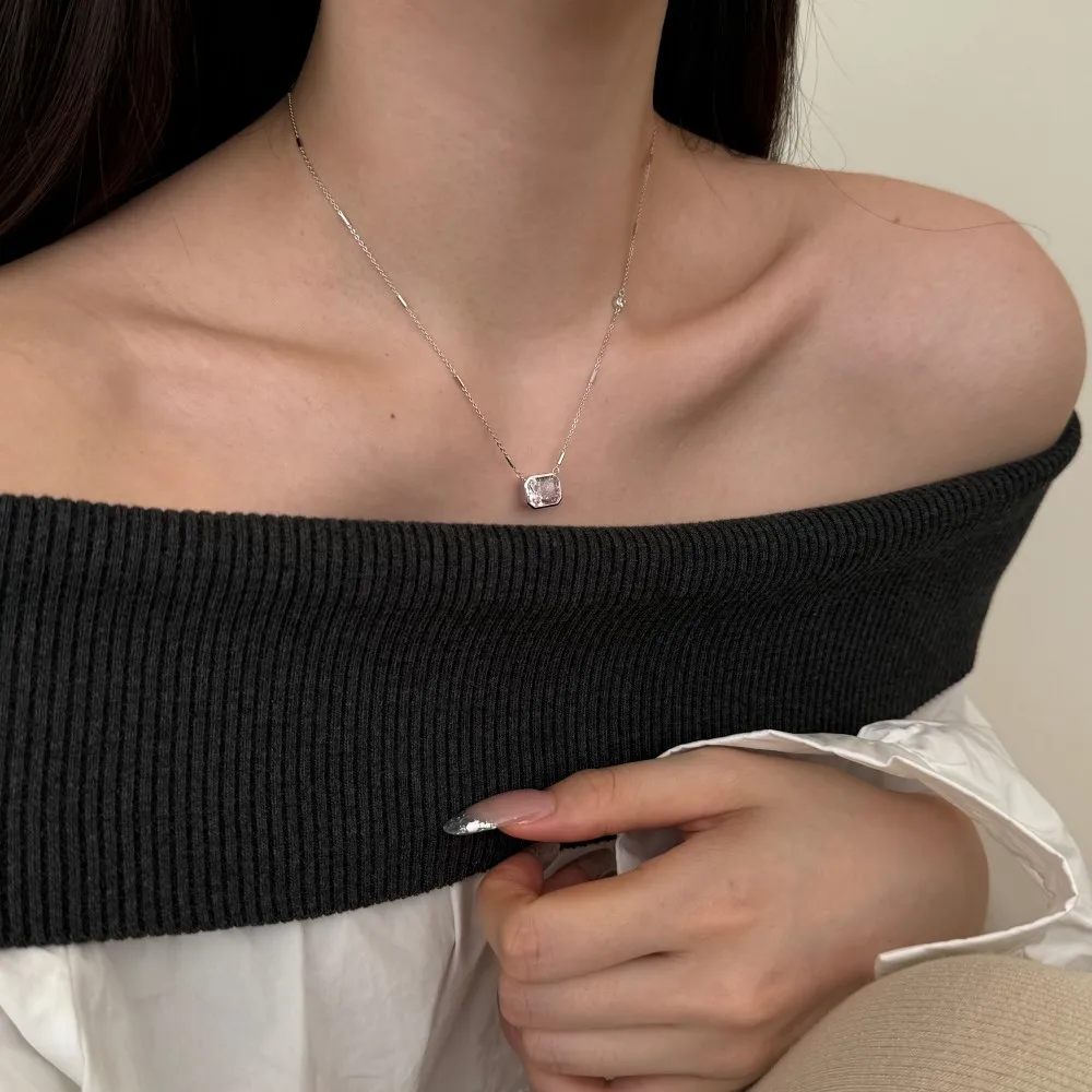 KAKODIY High Jewelry Simple Design 925 Sterling Silver Solitaire 4ct 8A Crushed Ice Cut Cubic Zirconia Pendant Necklace detail 3