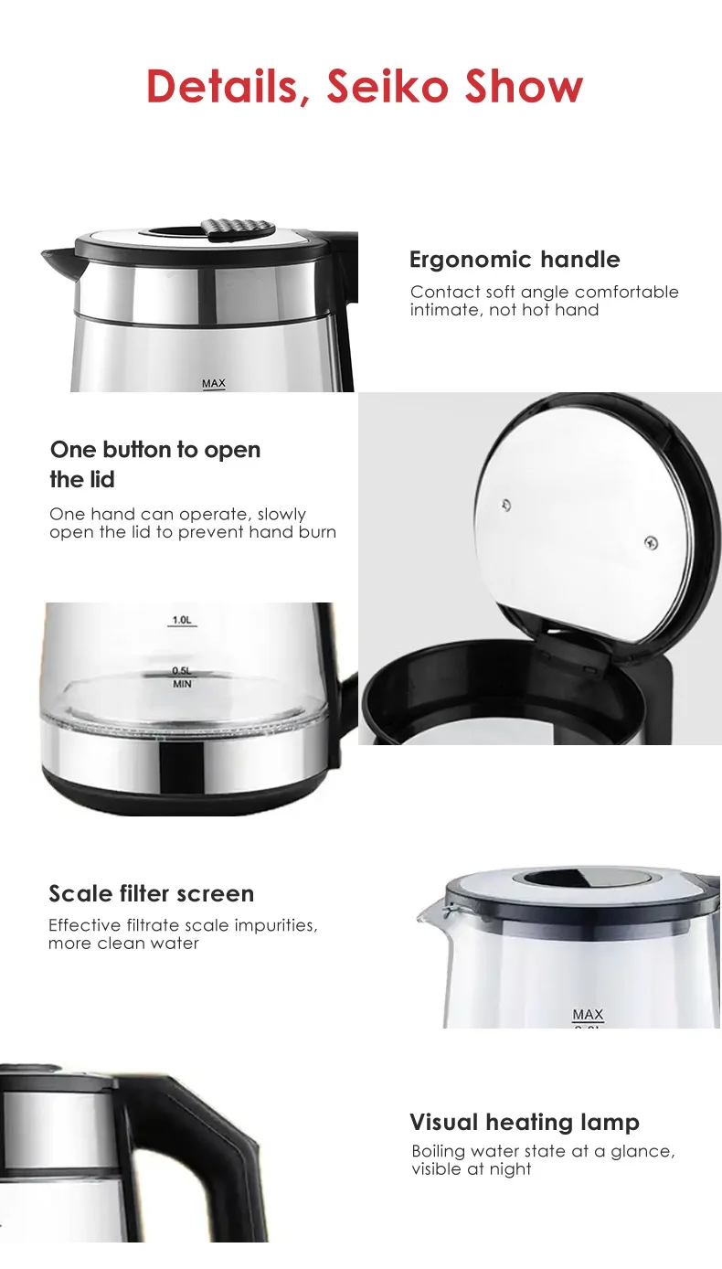 New Design Stainless Steel 2liter Electronic Water Kettle Home