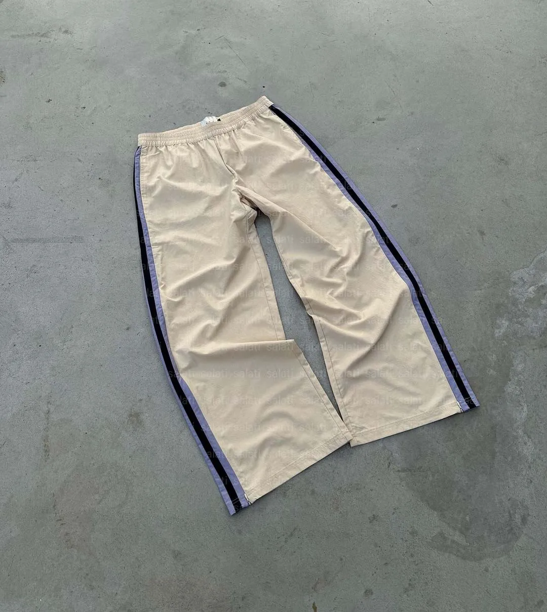 Salati Custom Stripe Oversized Loose Wide Leg Polyester Nylon Track Jogging Pent Windbreaker Parachute Trackpants Baggy Men Pant gallery 4