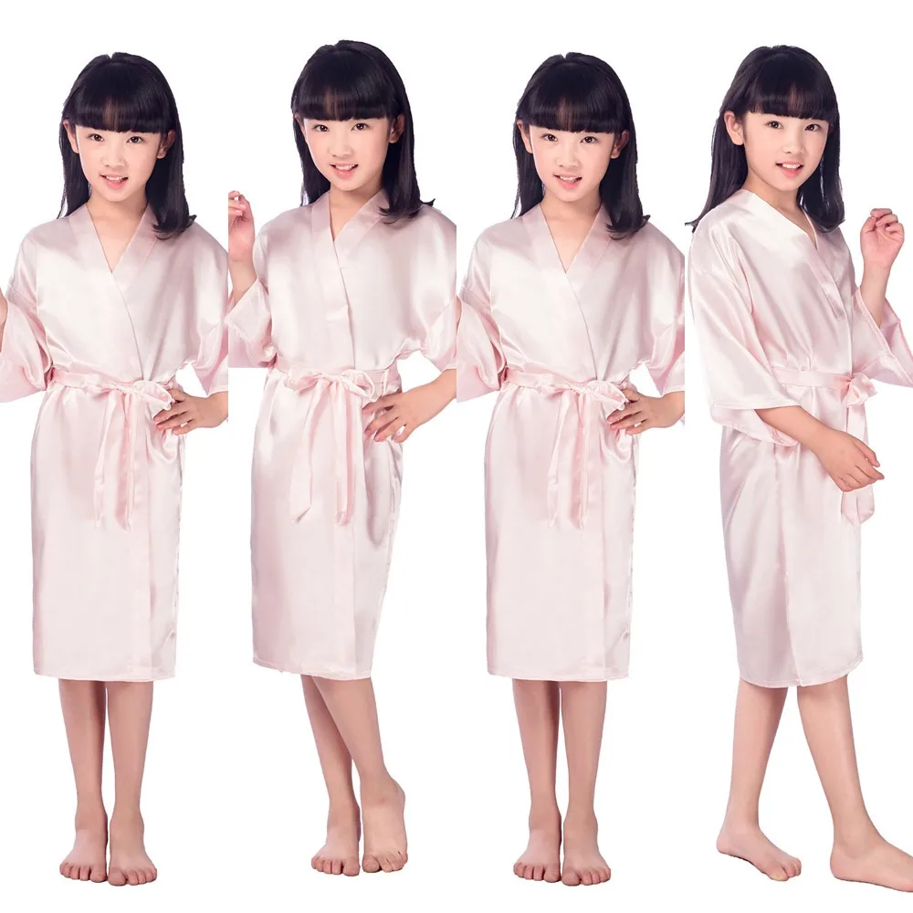 Hibote Bambini Ragazze Robe di Seta Robe di Raso Breve Pigiama a Fiori Colorati in Kimono 