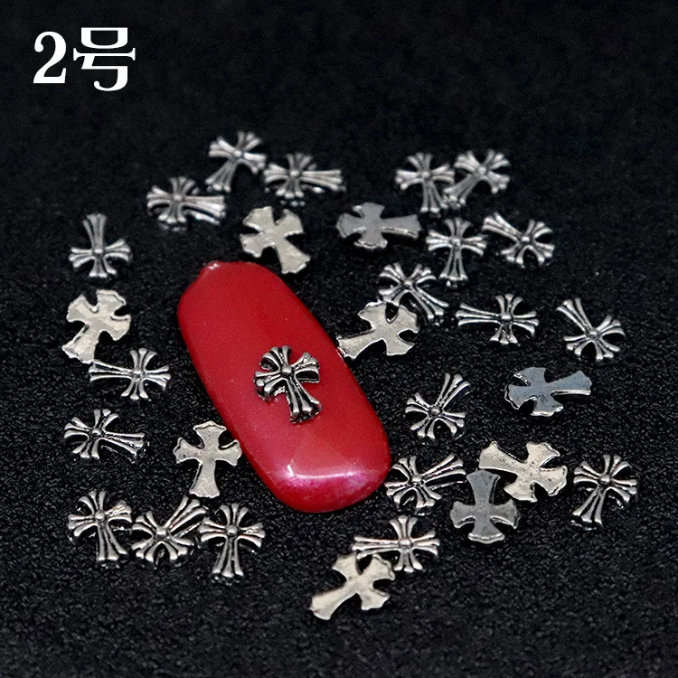 Vintage Chrome Cross Charms Metal Nail Gold Sliver Nail Alloy Designs ...