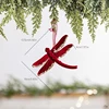"Dragonfly" wine red flocking pendant