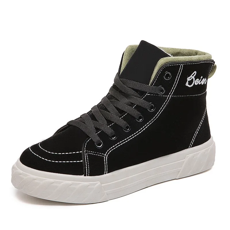 Хлопковая женская бархатная Спортивная Толстая теплая Студенческая Повседневная дикая осенне-зимняя обувь для скейтборда