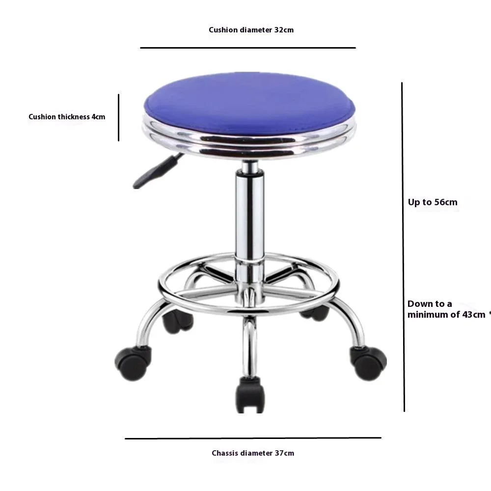 Modern Wood PU Home Bar Chair with Adjustable Round Pulley for Beauty Hairdressing Shop Laboratory Kitchen Front Table Stool