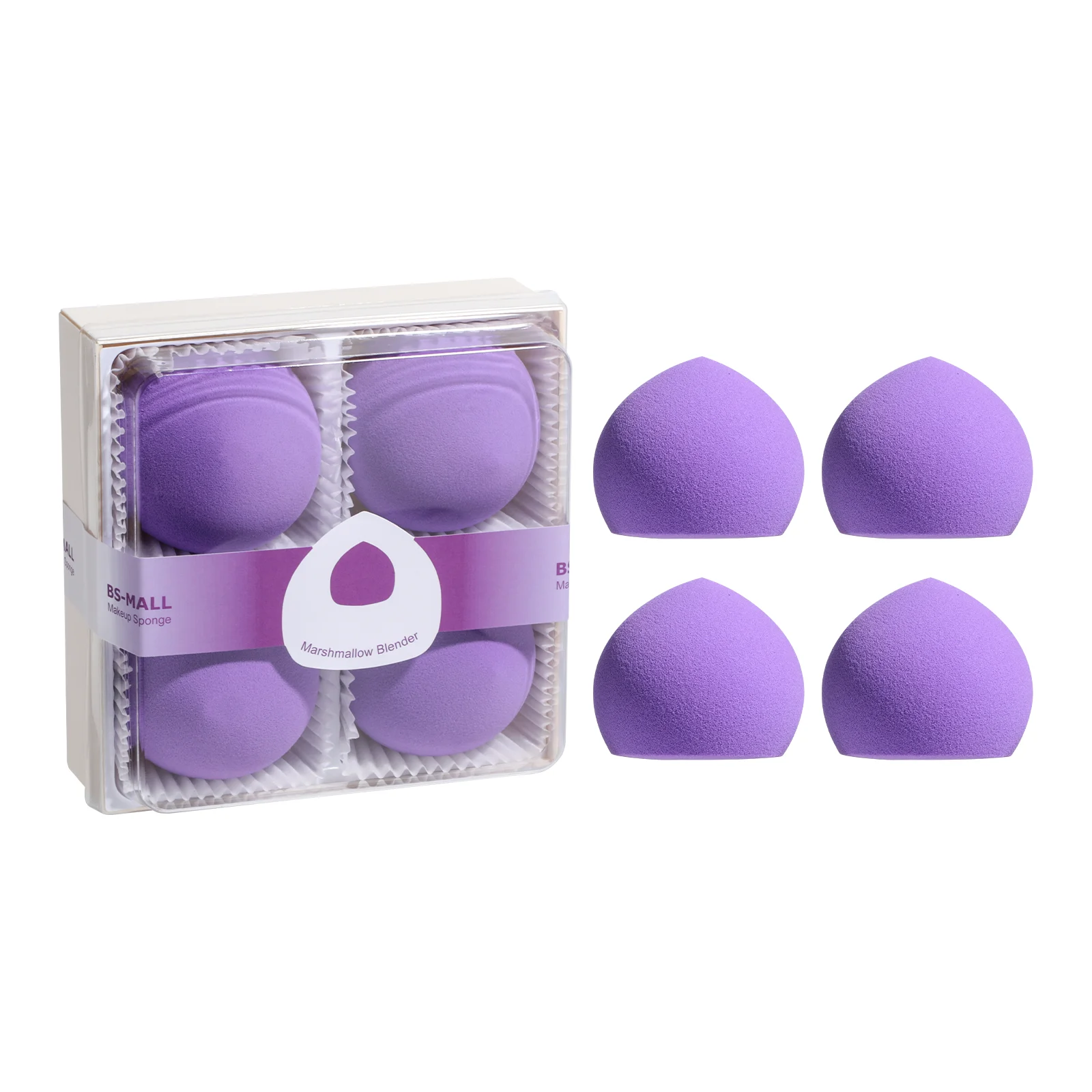 4pcs Purple Marshmallow Sponge Latex Free Wet Dry Super Soft Peach