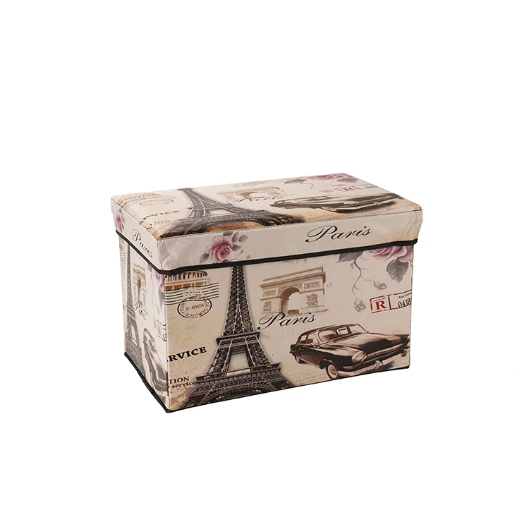 Modern Foldable Storage Stool Ottoman Cuboid Coffee Table Multipurpose Leather Storage Box for Bedroom and Living Room Storage