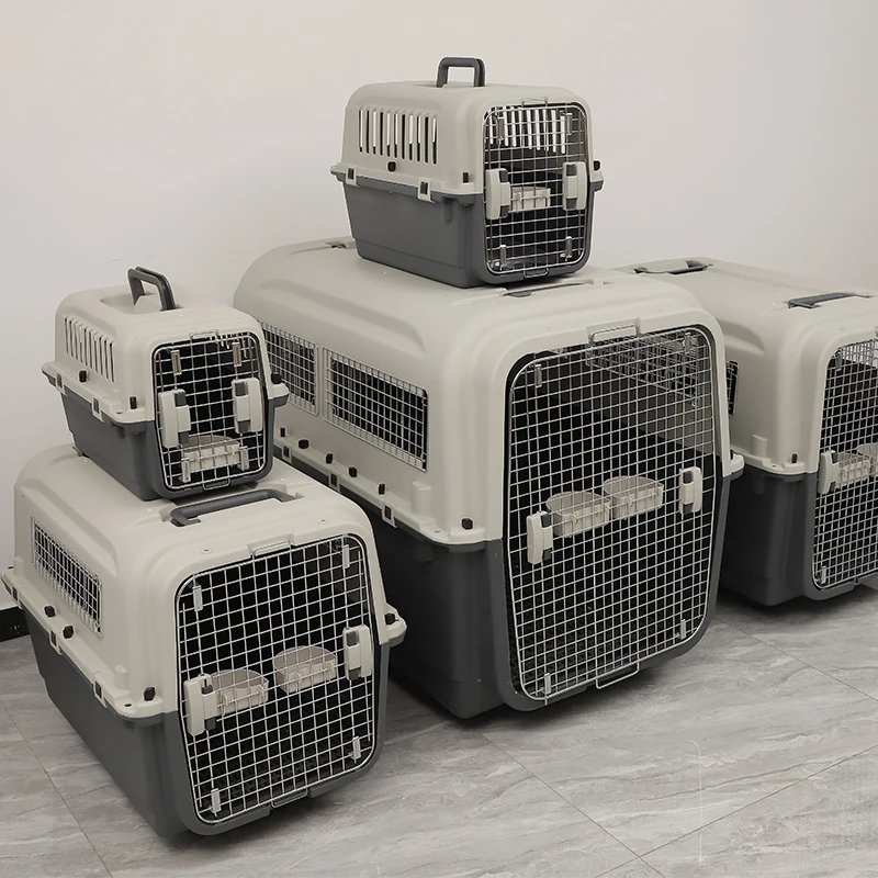 Airline Approved Plastic Pet Carrier XXL Dog Travel Cage With Wheels and  Water Bowl