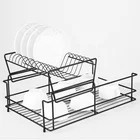 kitchenware storage 2 tier dish dryer rack black color dish rack