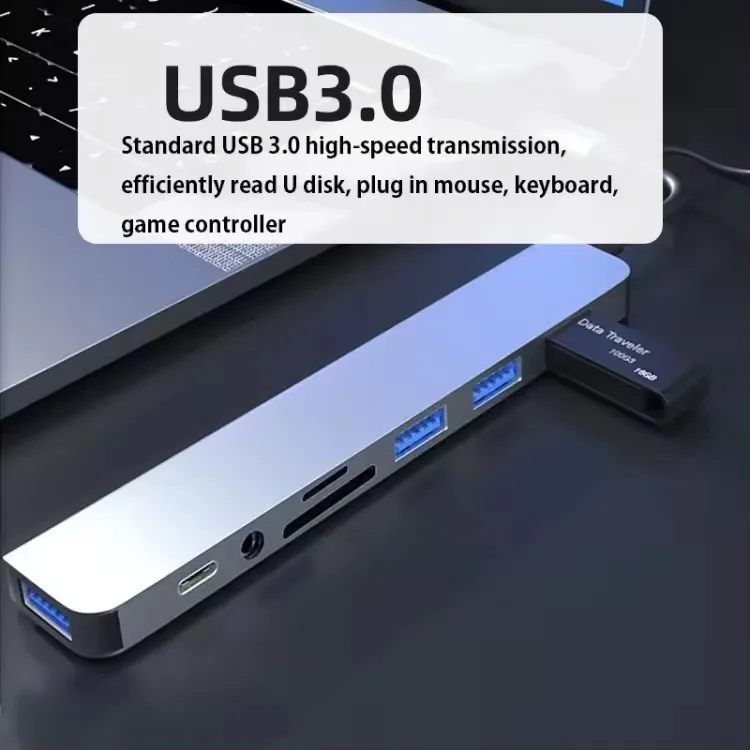 Dongle Docking Station USB 3.0/2.0 Ports Type-C Hub Adapter 3.5-mm Jack for USB C PC/Samsung S8-10/Huawei Mate10/P20/P30