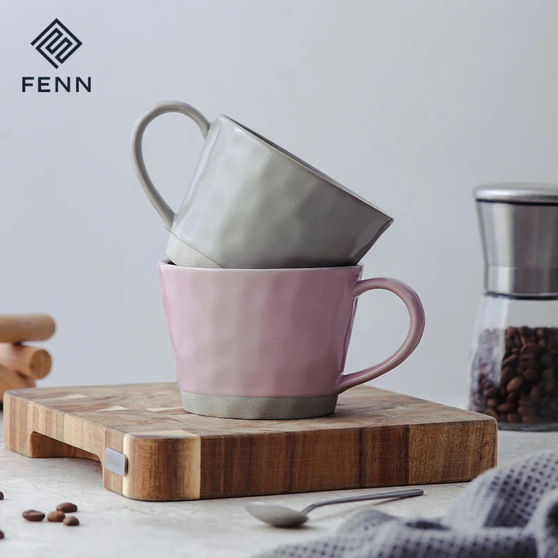 FENN wholesale ceramic mug custom vintage style hand-kneaded stoneware mug speckled seasome ceramic coffee cup gifts mug