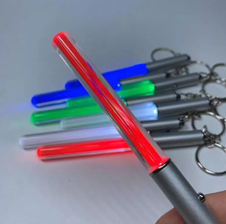 Promotion Gifts Colorful Customized logo LED Lightsaber Keyring Acrylic Glow Magic Wand Stick Cheer Props Light up Keychain