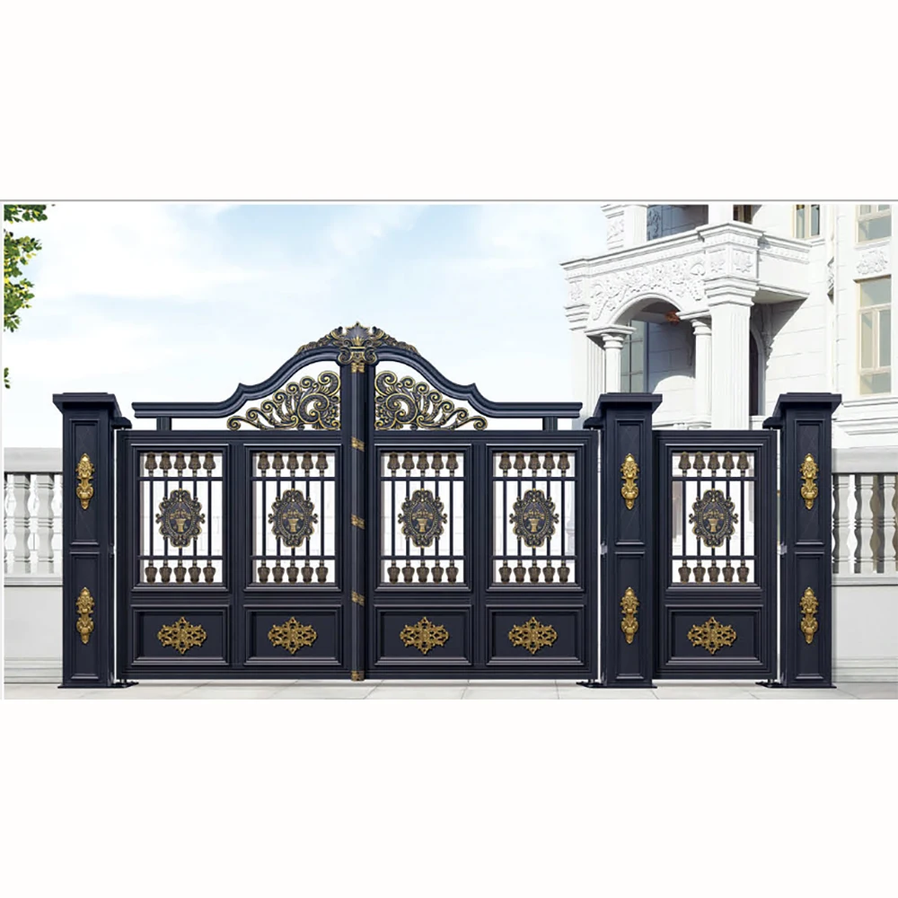 High Quality Luxury Aluminum Alloy Gates Wrought Iron Gate with Hot Galvanized for Villa Entrance Front Door Garden