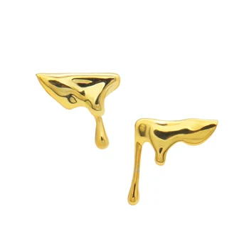 Chris April Fashion jewelry 925 Sterling Silver Gold plated Dropping irregular women Stud Earring for sale