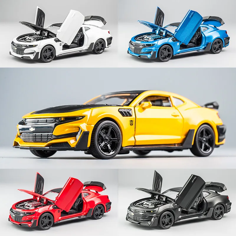 Diecast 1:32 Alloy Model Camaro Hornet with Sound and Light Pullback Doors Open Metal Car Model Display Collection Toy