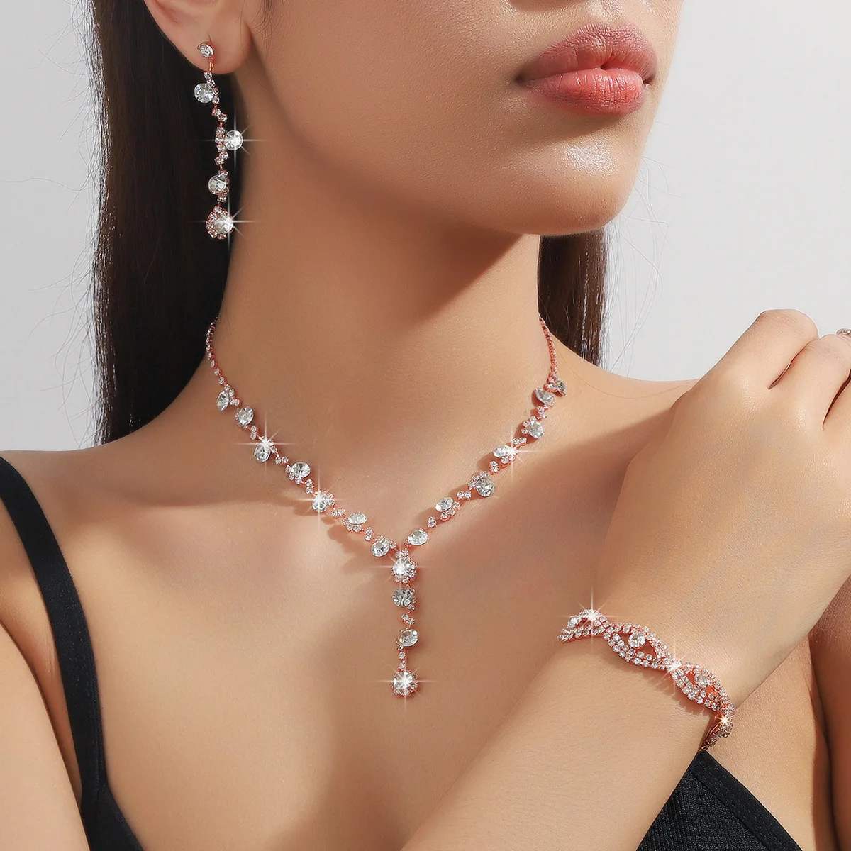 Luxury Bridal Crystal Rhinestone Jewelry Set