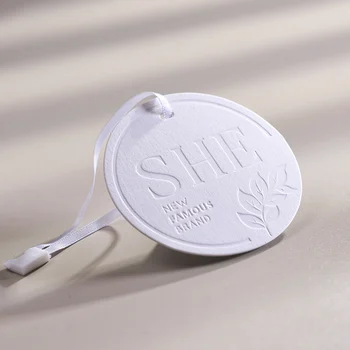 Garment Hang tag Custom  Printed Recycled Circle Round Shape 3D Logo Clothing Tag