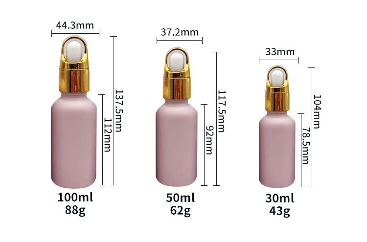 Pink Glass Cosmetic Serum Dropper Bottle 1oz 2oz 4oz Tincture Bottles
