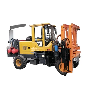 Factory Wholesale Mini Mobile Hydraulic Pile Driver Road Drilling Machine Used For Highway Guardrail Fence Installation in stock