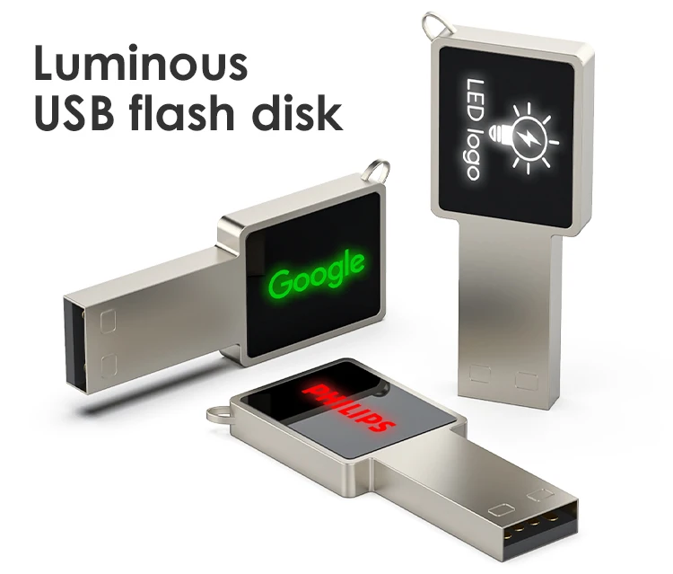 Top selling custom logo led mini metal pendrive usb 2.0 3.0 usb-c flash drive