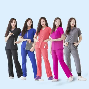 Custom OEM Woven Breathable Hospital Uniform Nurse Medical Scrub Sets Spandex Nursing Scrubs Unisex Custom Logo