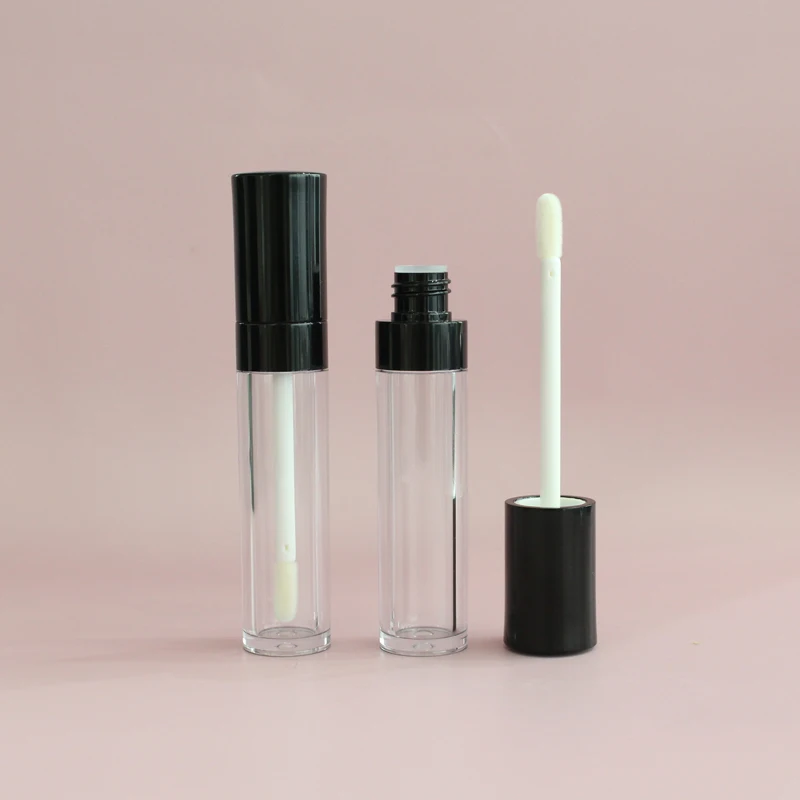 Cosmetic Tubes Black Lip Gloss Containers Tube 7ml Customized Lipgloss Packaging Round Shape Plastic Tube For Cosmetic LG-065