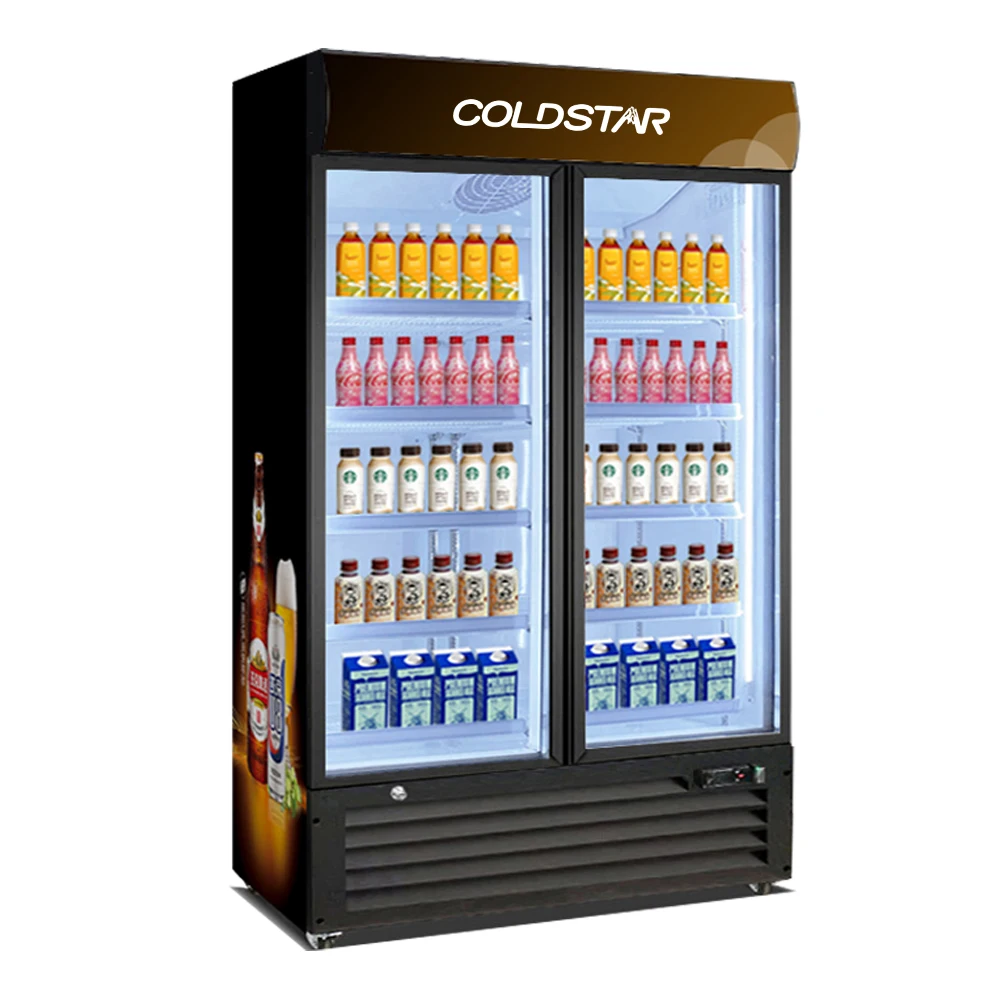 China Manufacturer Vertical Transparent Glass Display Freezer showcase Cold  Drink Fridge Chiller