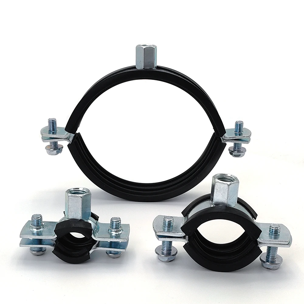 Heavy Duty Pipe Supporting Clamp Steel Material with Rubber Lined Two ...
