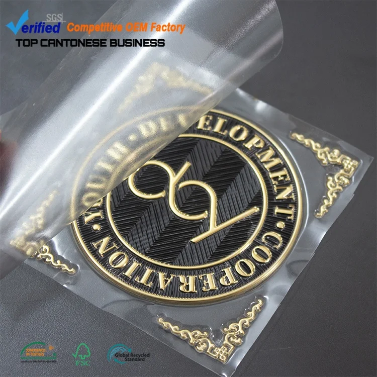 Luxury Custom Brand Golden Logo Embossed TPU Garment Labels for Clothing