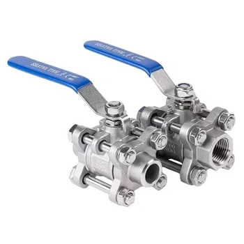 [Stock]3in DN80 316 high quality chemical oil pipeline systems stainless steel 3PC floating threaded ball valve