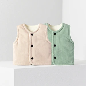 Customized Children Padded Waistcoat Autumn Winter Keep Warm Striped Knit Vest with Fleece for Boys Clothes for Kids