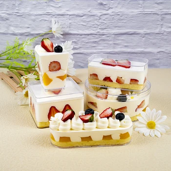 Ps Square Tiramisu Cake Plastic Storage Containers Transparent Candy ...