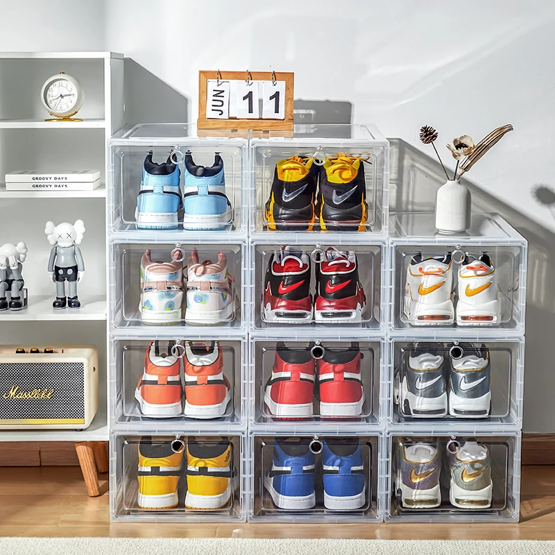 Caja de exhibición de zapatos, organizador de plástico acrílico