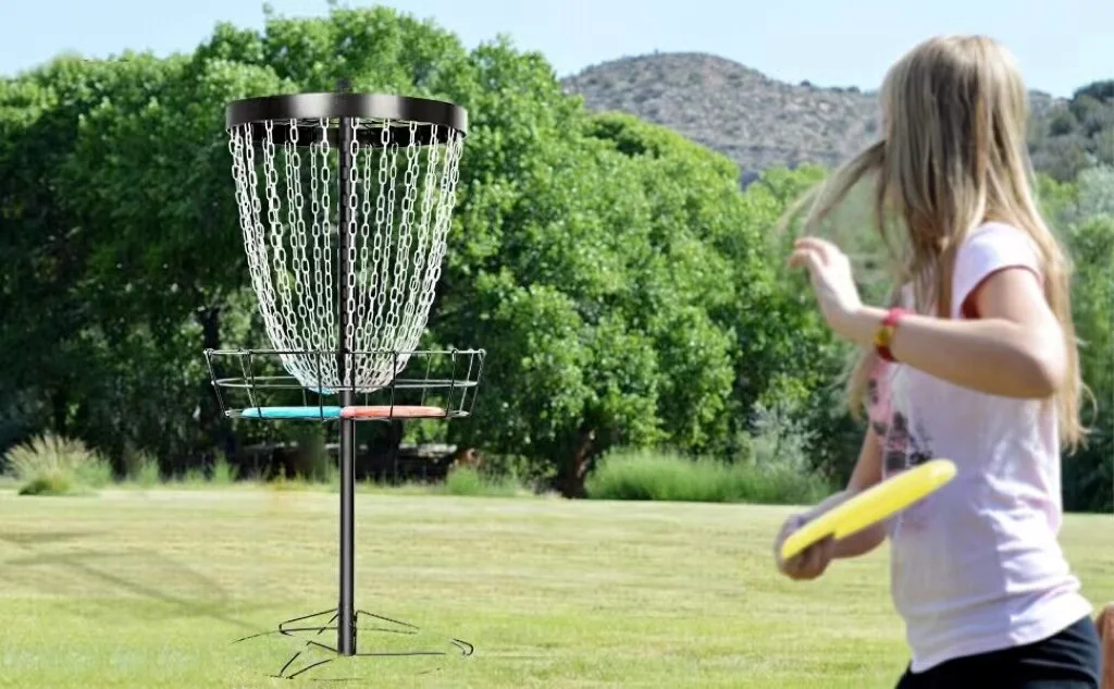 Actearlier Heavy Duty 24chains Disc Golf Course Basket Portable Disc