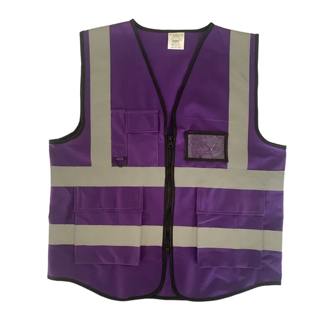 Custom High Vis Security Construction Reflective Safety Vest Jacket Safety Clothing Violet Color