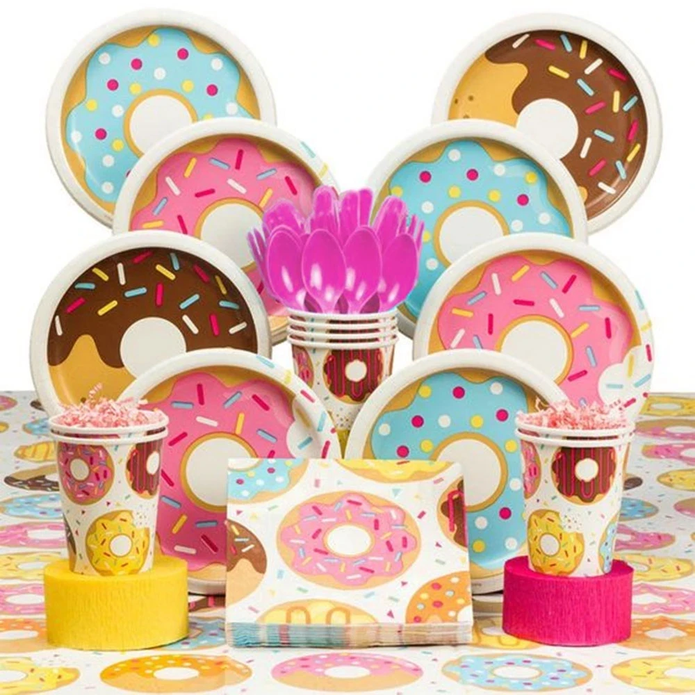 2023 Disposable Plain Dot Paper Plate Party Tableware Set Birthday Decoration Wedding Tableware Set Elegant Napkin Party Decor