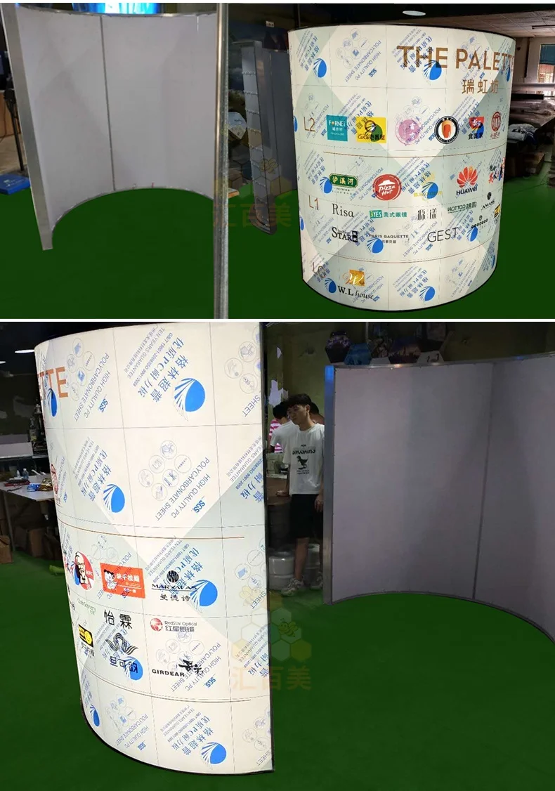 Custom Size Circular Uv Print Fabric Backlit Round Pillar Frameless Light Box