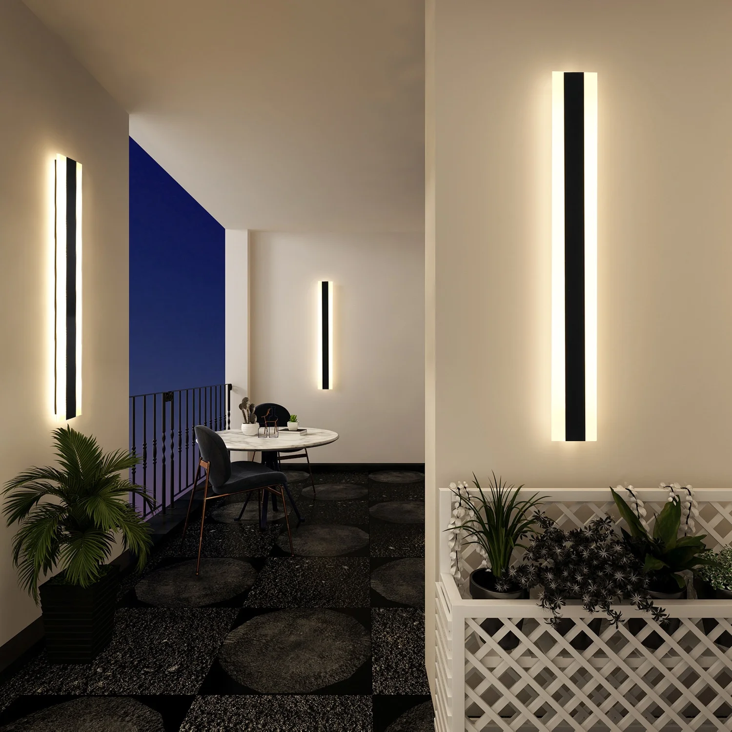 Lampada da Parete Esterna Lineare Moderna IP65 Lampada da Giardino a Parete a Luce Calda LED Sconce Lunga