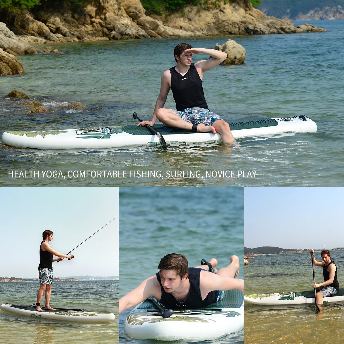 Wooden Grain Inflatable Stand Up Paddle Board Double Layer Sup Board