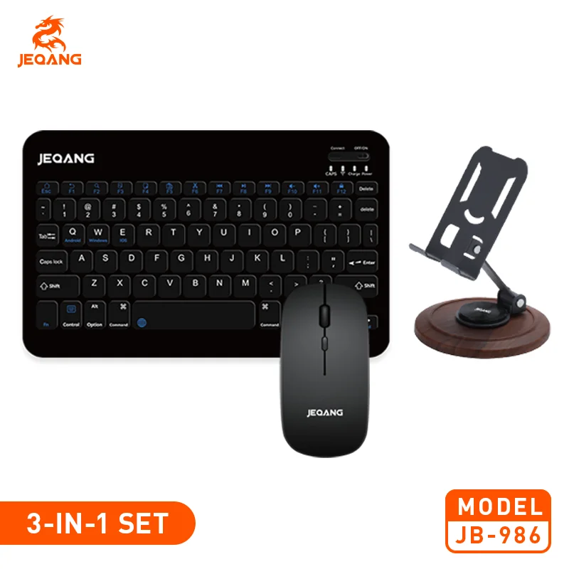 Jeqang-986 Hot Selling 3N1 BT Combo New Table Use Multiple Functions Keyboard Mouse and Phone Holder
