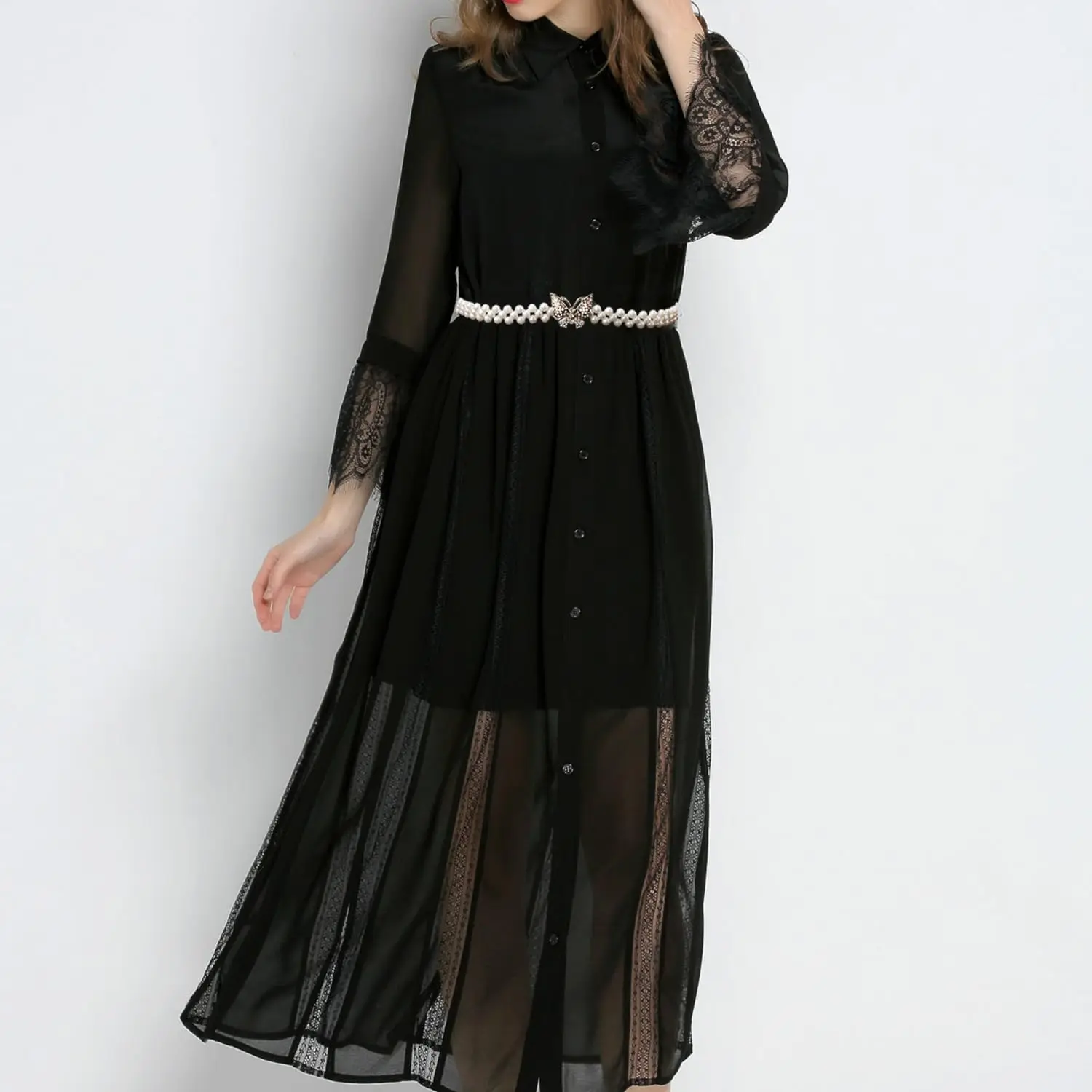 Женский эластичный пояс с жемчугом