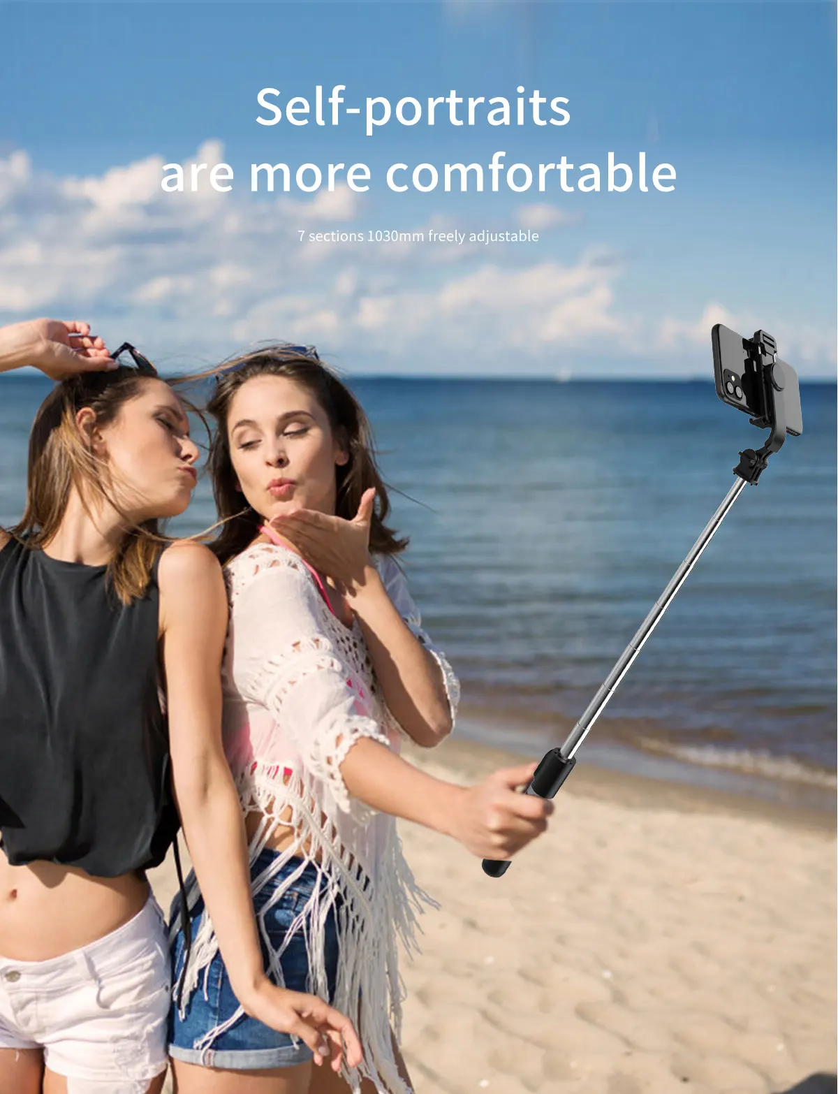 Cyke Hot Sale 4 In 1 Selfie Stick Tripod Bluetooth Wireless Remote Extendable Selfiestick 360
