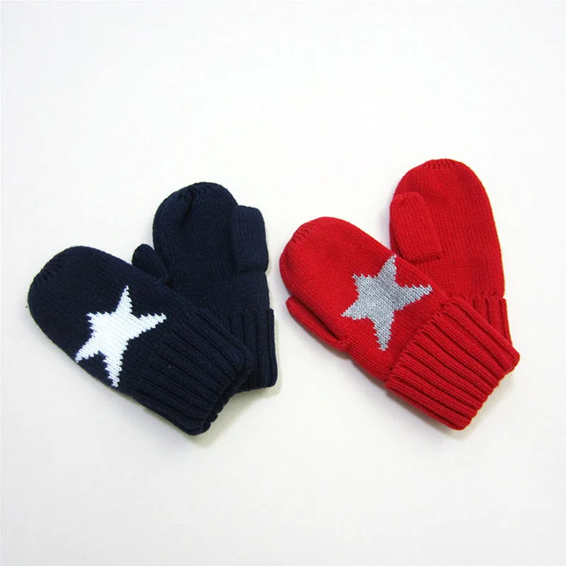 
Горячая Распродажа, индивидуальные зимние женские вязаные акриловые перчатки с принтом звезд 