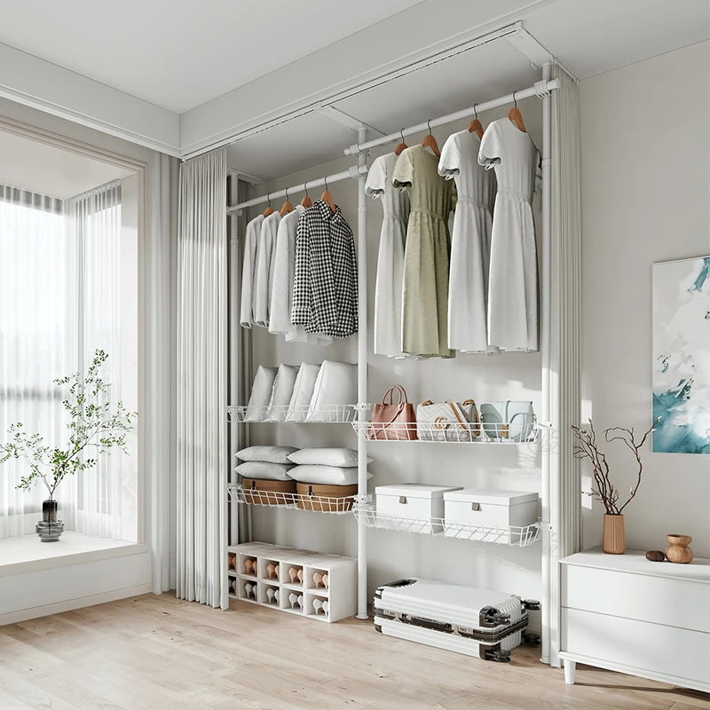 Morden Custom Wardrobe Metal Adjustable Clothes Pole System Closets