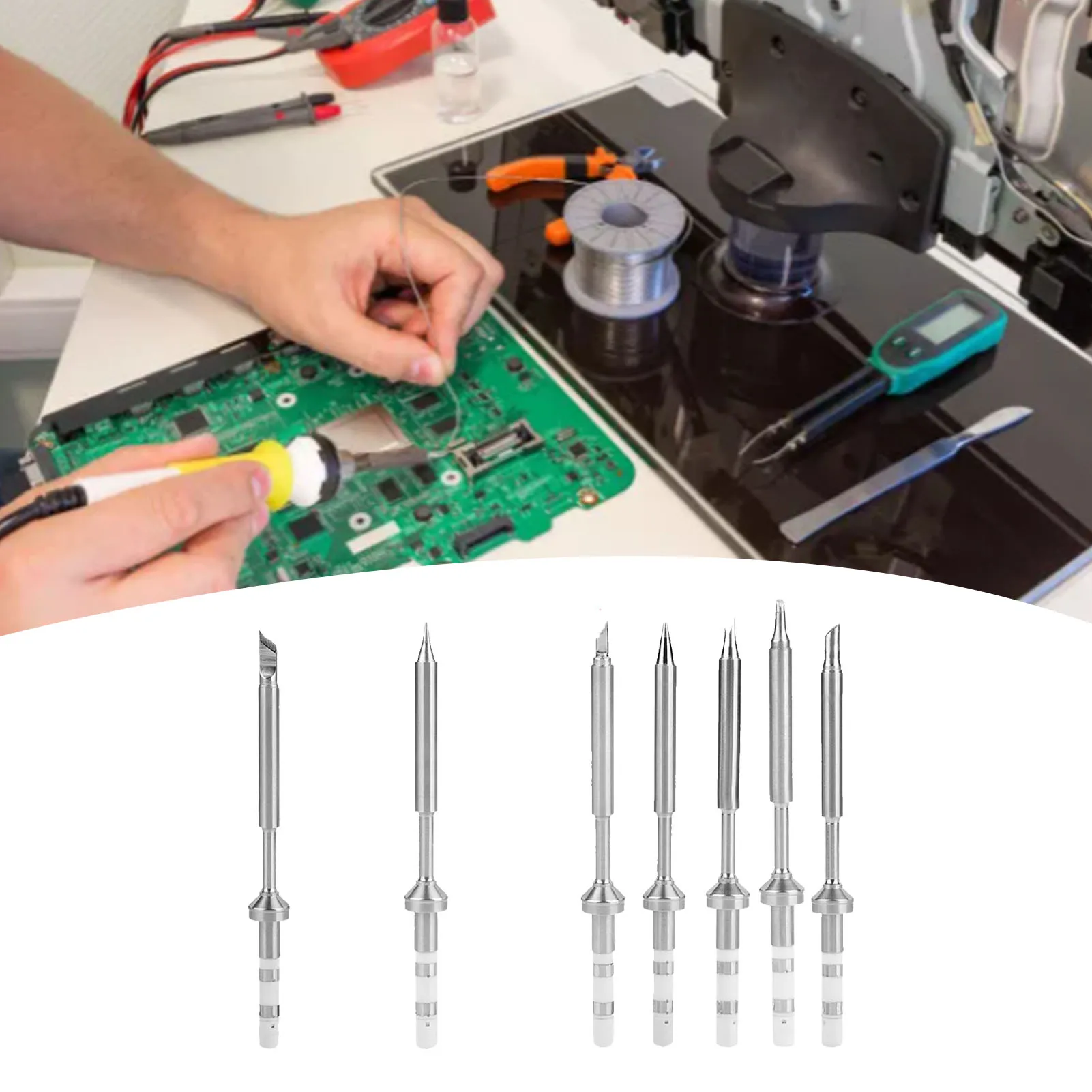 7 pezzi Mini punte per saldatore in acciaio inossidabile di ricambio per saldatore TS100 7 tipi_voghion.com