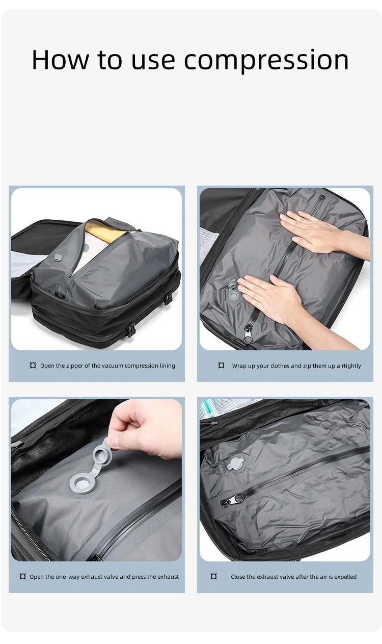 Multifunctional airbag Backpack Men's Large Capacity Vacuum Storage Business Travel Bag Oxford Cloth Waterproof Backpack